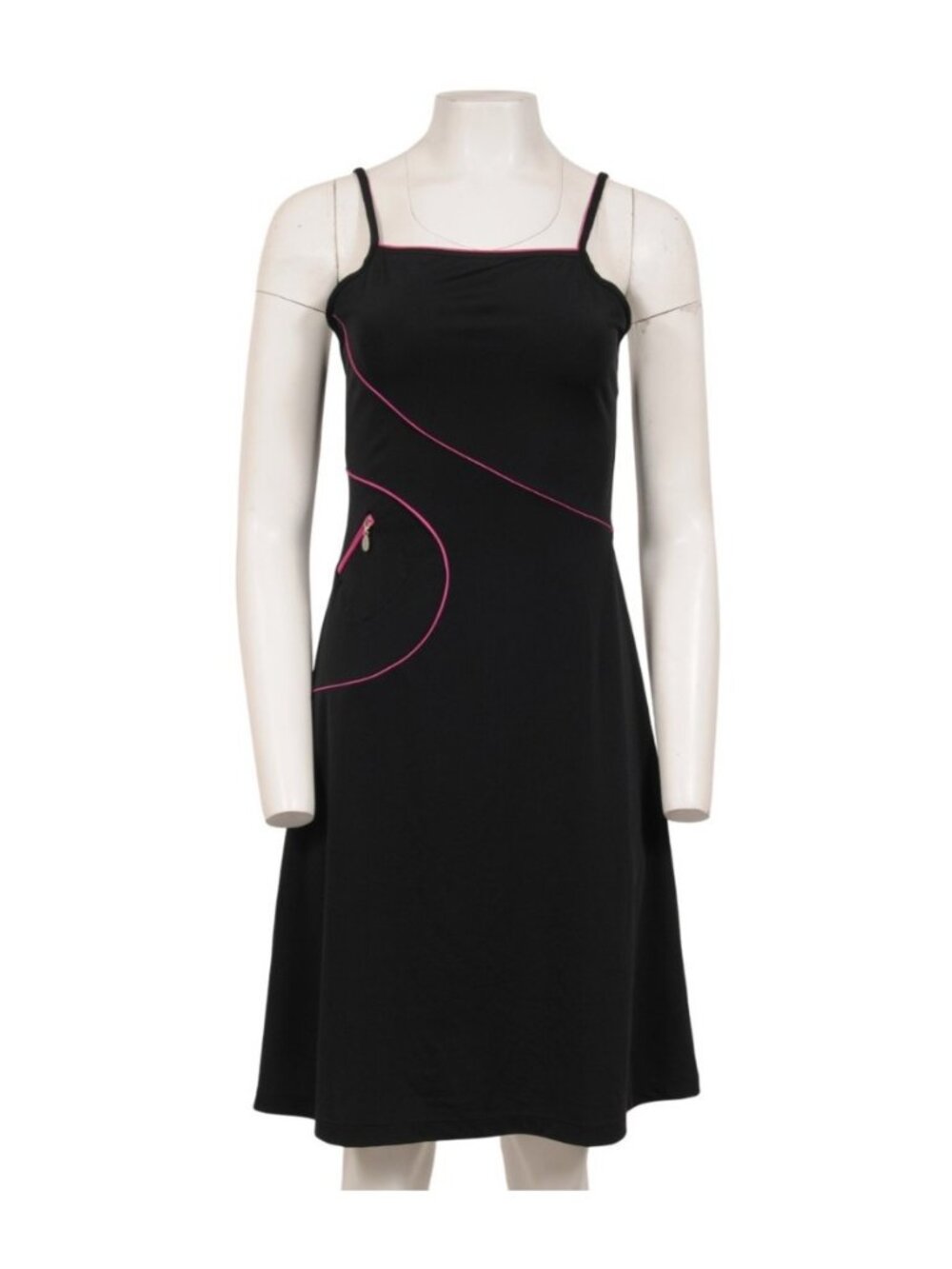 Chanel Women Midi Dress Vintage 2000s Size FR 40 Black Pink Polyamide Sleeveless
